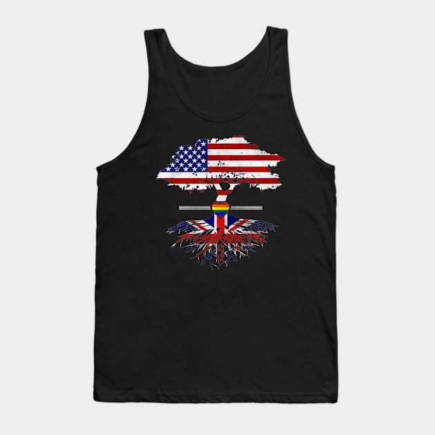 American Grown British Roots Gay Heart LGBT Pride Tank Top by wheedesign